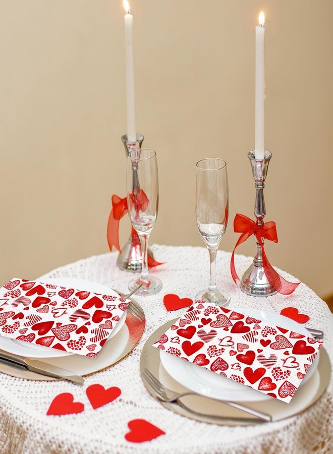 JarThenaAMCS مناديل جارثينا إيه إم سي إس، 100 قطعة، مناديل ورقية حمراء مزينة بقلوب حب، للاستخدام مرة واحدة، مناسبة لحفلات العشاء والزفاف والذكرى السنوية، مثالية لتزيين طاولات الطعام. - Image 4